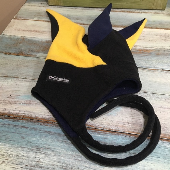 2015 Columbia Bruins Char 33 Kids' Jester Black and Yellow Fleece Hat EUC Tie - Picture 1 of 16